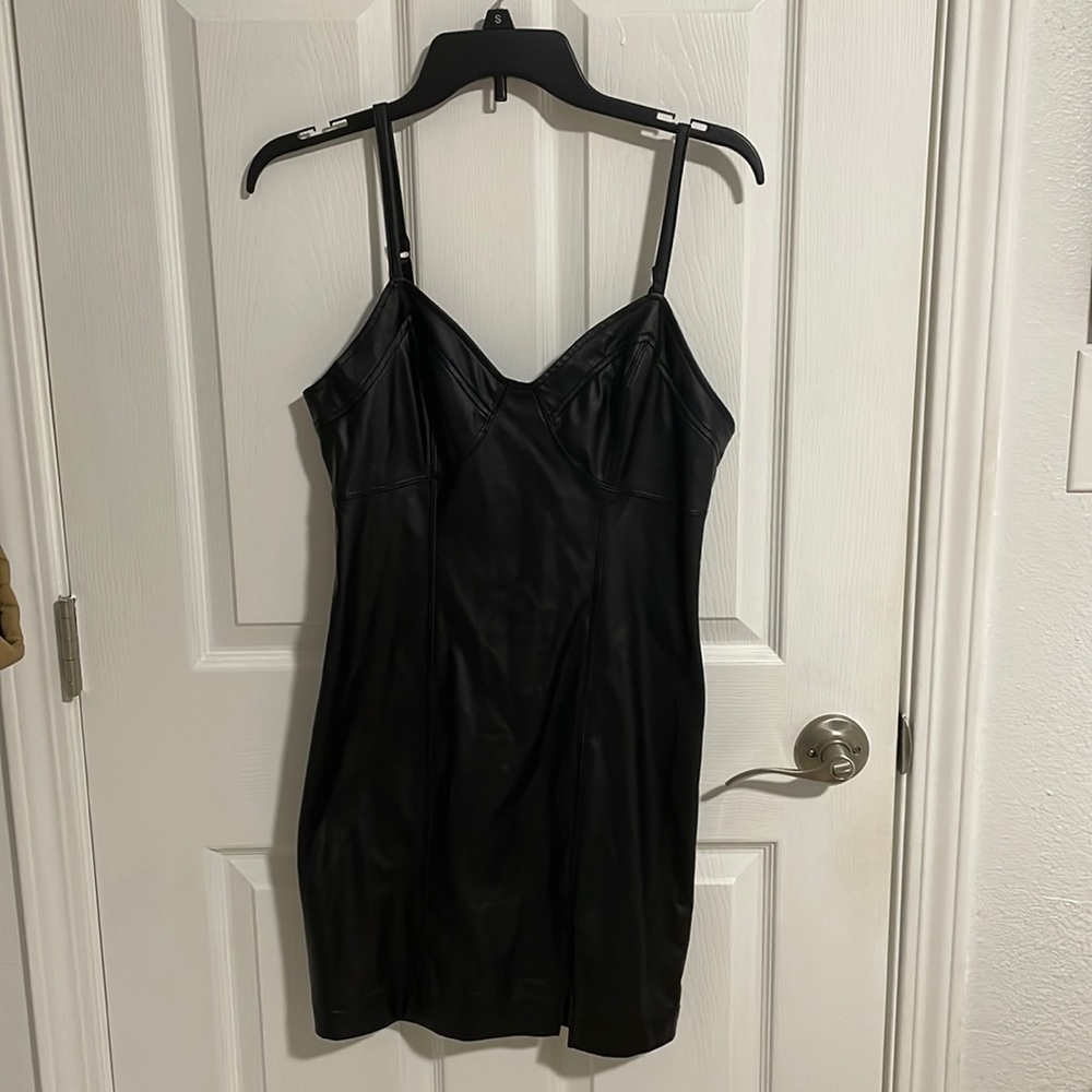 Free people say no more faux leather bodycon dress